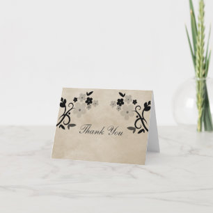 Grey Sweet Vintage Floral Thank You Card