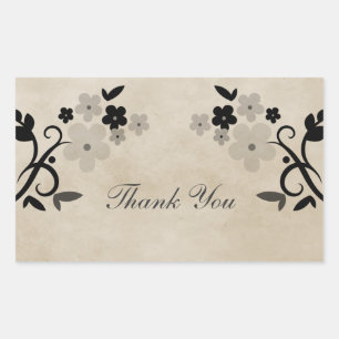 Grey Sweet Vintage Floral Thank You Stickers