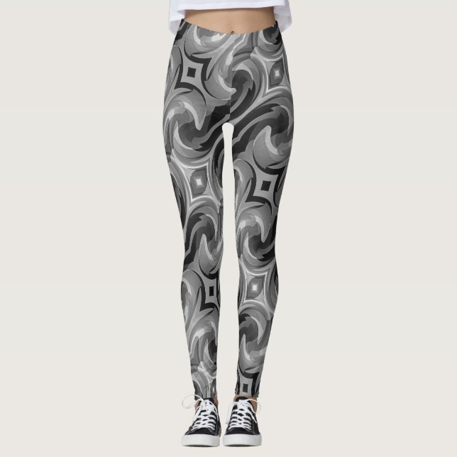 Grey Swirl Leggings (Front)