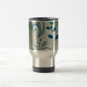 Grey Swirls and Flowers Travel Mug