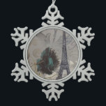 grey swirls modern vintage paris eiffel tower snowflake pewter christmas ornament<br><div class="desc">grey swirls modern vintage paris eiffel tower home accessories. Parisian fashion accessories.</div>
