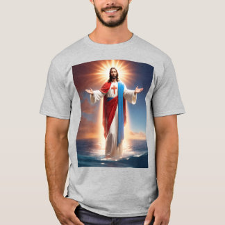 Grey T-shirt with Jesus Christ giving blessings