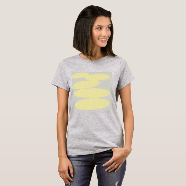 Grey T-Shirt with Light Yellow Disc Design (Front Full)
