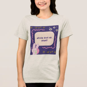 Grey T-shirt with PInk And purple illustrative Quo Tri-Blend Shirt