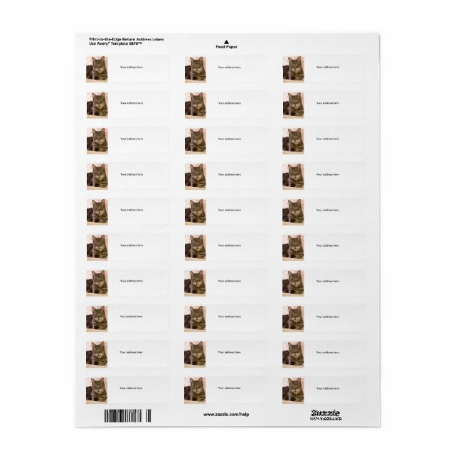 Grey tabby cat address labels (Full Sheet)