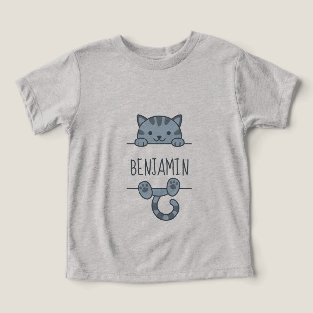 Grey Tabby Cat Custom Name (Design Front)