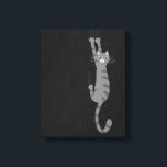 Grey Tabby Cat Hanging On | Funny Grey Striped Cat Canvas Print<br><div class="desc">Wild and Crazy Cat Holding on with Claws. Add some fun to your living space with this funny tabby cat lover's art. Makes a great gift for cat people. An Original Design ©Jenn Inashvili.</div>