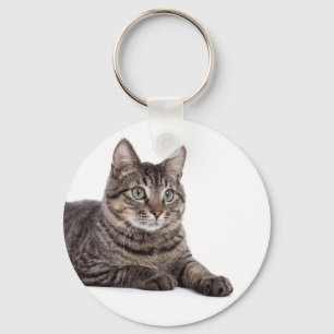 Grey Tabby Cat Key Ring