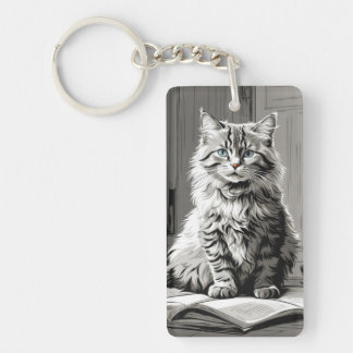 Grey Tabby Cat Key Ring