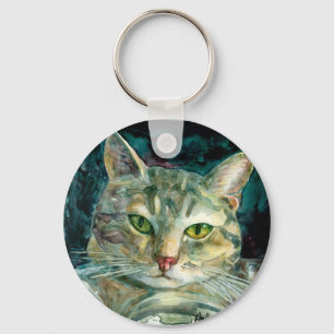 Grey Tabby Cat Keychain