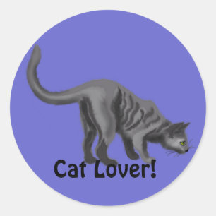 Grey Tabby Cat Lover Gifts Classic Round Sticker
