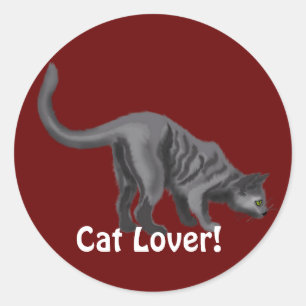 Grey Tabby Cat Lover Gifts Classic Round Sticker