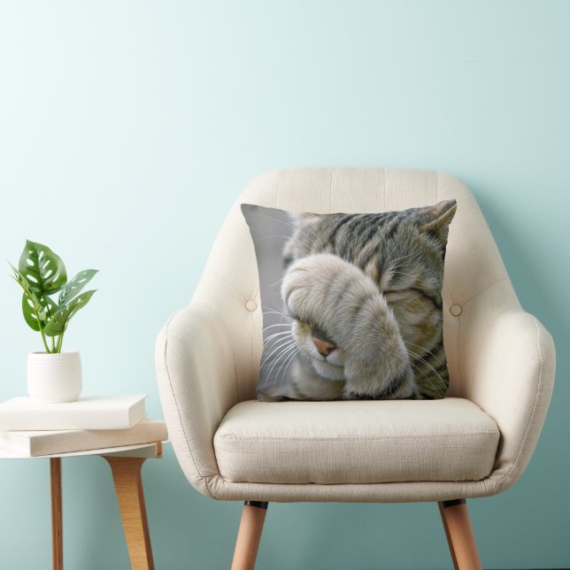 Grey Tabby Cat Macro Cushion (Chair)