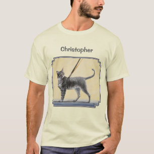 Grey Tabby Cat Painted with Artist Brush T-Shirt