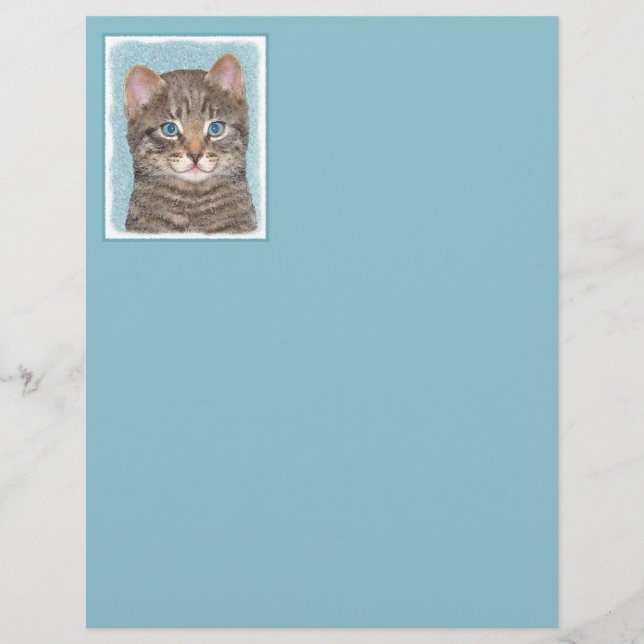Grey Tabby Cat Painting - Cute Original Cat Art (Front)