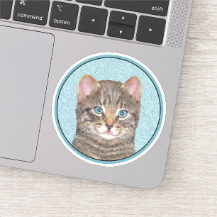 Grey Tabby Cat Painting - Cute Original Cat Art