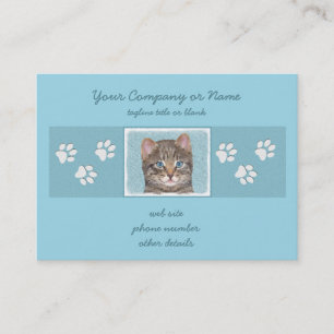 Grey Tabby Cat Painting - Cute Original Cat Art Business Card
