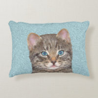 Grey Tabby Cat Painting - Cute Original Cat Art