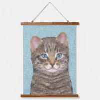 Grey Tabby Cat Painting - Cute Original Cat Art
