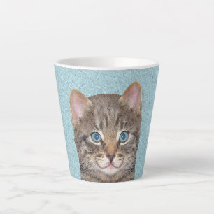 Grey Tabby Cat Painting - Cute Original Cat Art Latte Mug