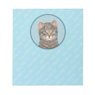Grey Tabby Cat Painting - Cute Original Cat Art Notepad