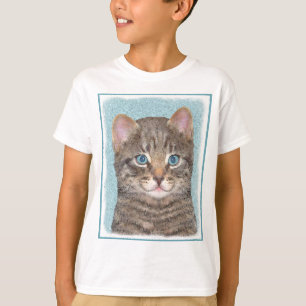 Grey Tabby Cat Painting - Cute Original Cat Art T-Shirt