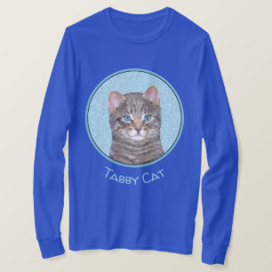 Grey Tabby Cat Painting - Cute Original Cat Art T-Shirt