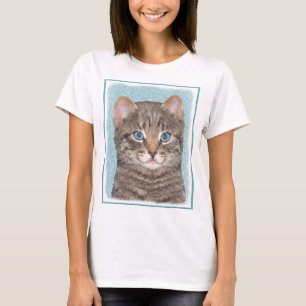 Grey Tabby Cat Painting - Cute Original Cat Art T-Shirt