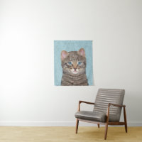 Grey Tabby Cat Painting - Cute Original Cat Art