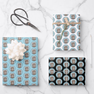 Grey Tabby Cat Painting - Cute Original Cat Art Wrapping Paper Sheet
