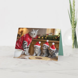 Grey Tabby Christmas Cookies Card