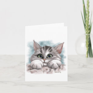 Grey Tabby Kitten Cartoon Card