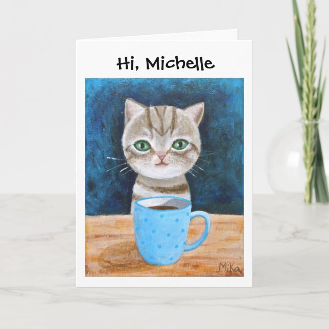Grey Tabby Kitten Cat Funny Cute Custom Greeting Card (Front)