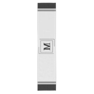 Grey Table Runner with Last Name Letter 14 x 72"