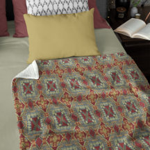 Grey Tan Brown Ochre Ivory Red Tribal Art Pattern