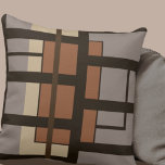 Grey Taupe & Dark Brown Artistic Geometric Design Cushion<br><div class="desc">Modern throw pillow features a grey taupe and dark brown geometric pattern with rich sienna accents. This modern abstract geometric design is build on combinations of repeated rectangles, which are overlapped and interlaced to form an interesting artistic pattern. A modern neutral decorative pillow for your bedroom or favourite chair, a...</div>
