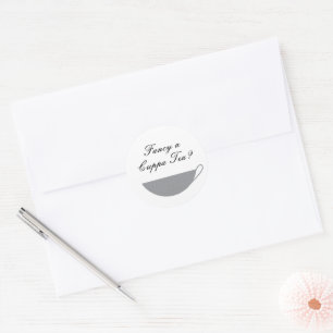Grey Teacup Envelope Seal & Sticker