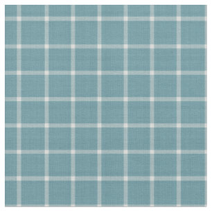 Grey Teal and White windowpane gingham Fabric