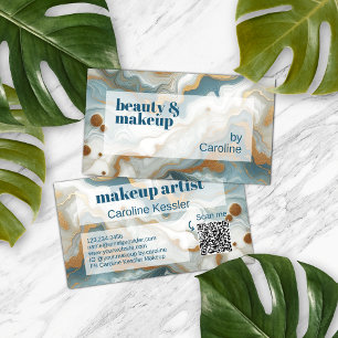 Grey Teal Blue Gold White Marble Art Pattern Business Card