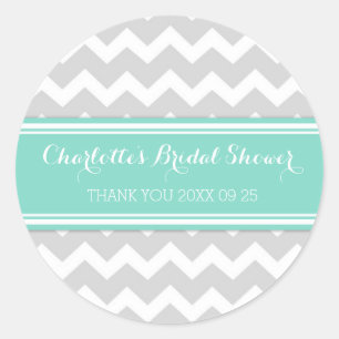 Grey Teal Chevron Bridal Shower Favour Tags