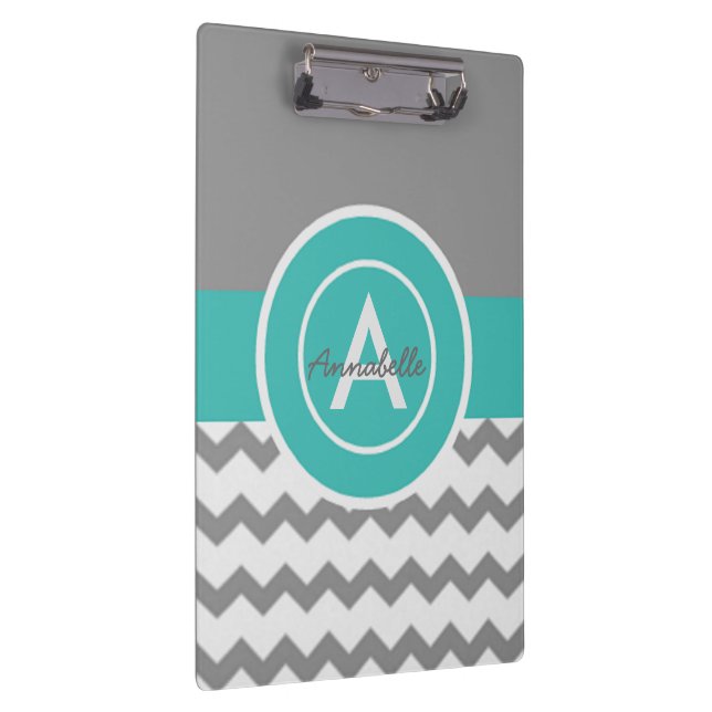 Grey Teal Chevron Clipboard (Right)