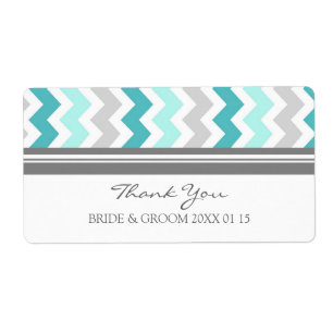 Grey Teal Chevron Wedding Labels