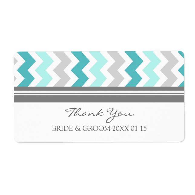 Grey Teal Chevron Wedding Labels (Front)