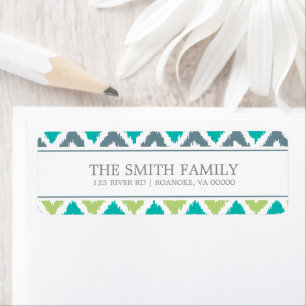 Grey Teal Green Zigzag Tribal Pattern