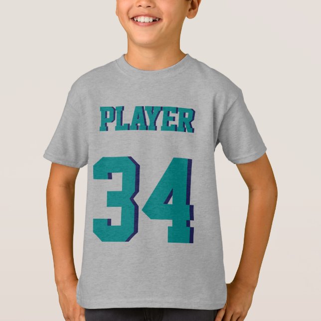 Grey & Teal Kids | Sports Jersey Design T-Shirt (Front)