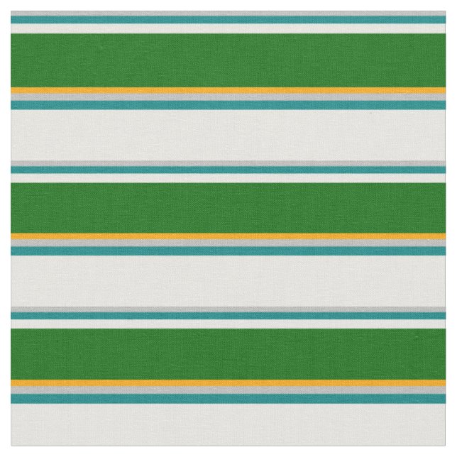 Grey, Teal, Mint Cream, Dark Green, and Orange Fabric (Close Up)