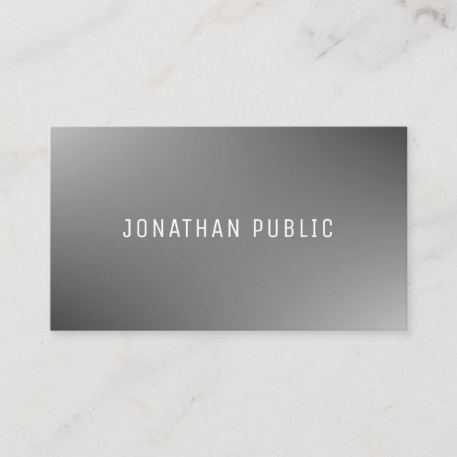 Grey Template Professional Trendy Elegant Modern Business Card (Front)