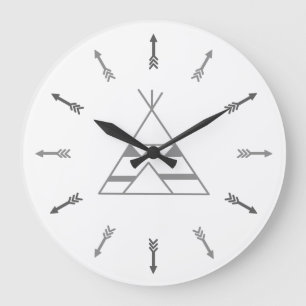 Grey tepee large clock