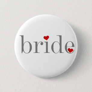 Grey Text Bride 6 Cm Round Badge