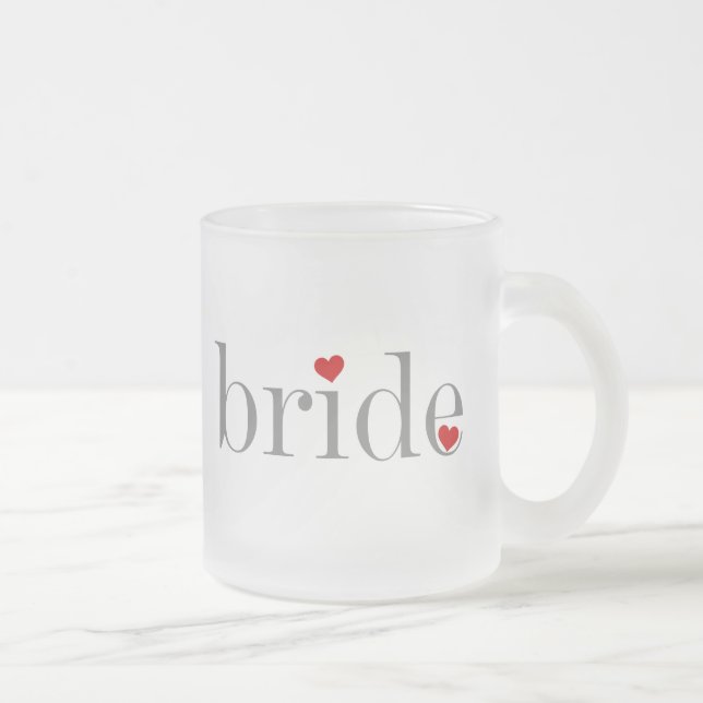 Grey Text Bride Frosted Glass Coffee Mug (Right)